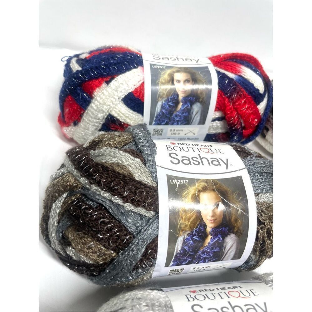 Red Heart Boutique Sashay Acrylic Metallic Ruffling Yarn 8 Rolls 3.5 oz New! - Picture 8 of 8